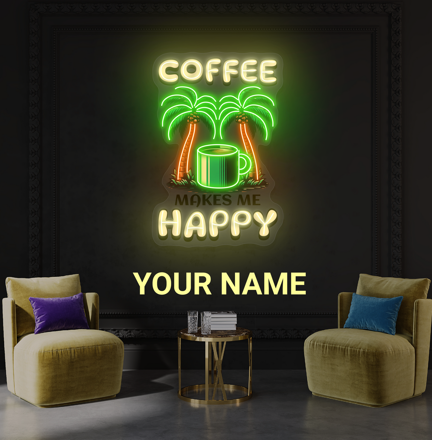 Enseigne néon LED "Coffee Happy"