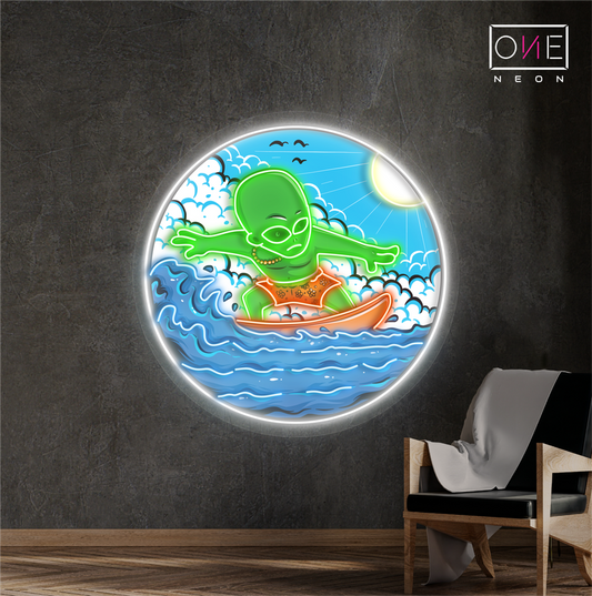 Enseigne néon LED "Alien Surfer"