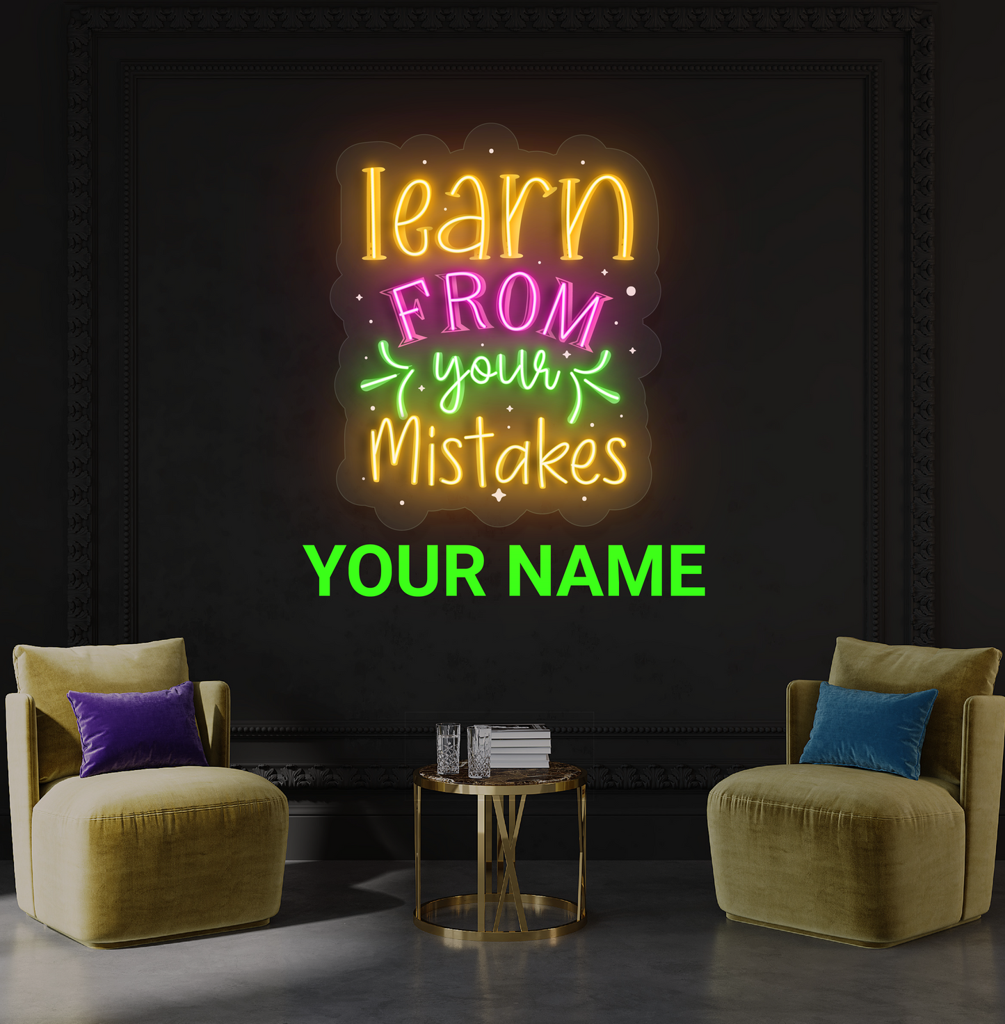 Enseigne lumineuse LED néon "Learn From Your Mistakes"