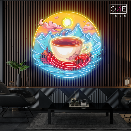 Enseigne LED Néon Décoration Murale Café Sérénité du Lever du Soleil