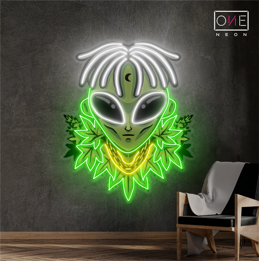 Enseigne néon LED Alien Leaf King Artwork