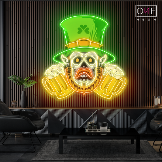 Enseigne néon LED murale « Haunted St. Paddy's Brew Artwork »