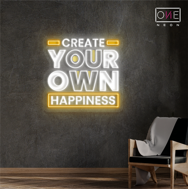 Créez votre propre œuvre d'art murale néon LED "Happiness"