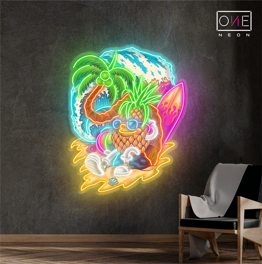 Enseigne néon LED ananas paradisiaque
