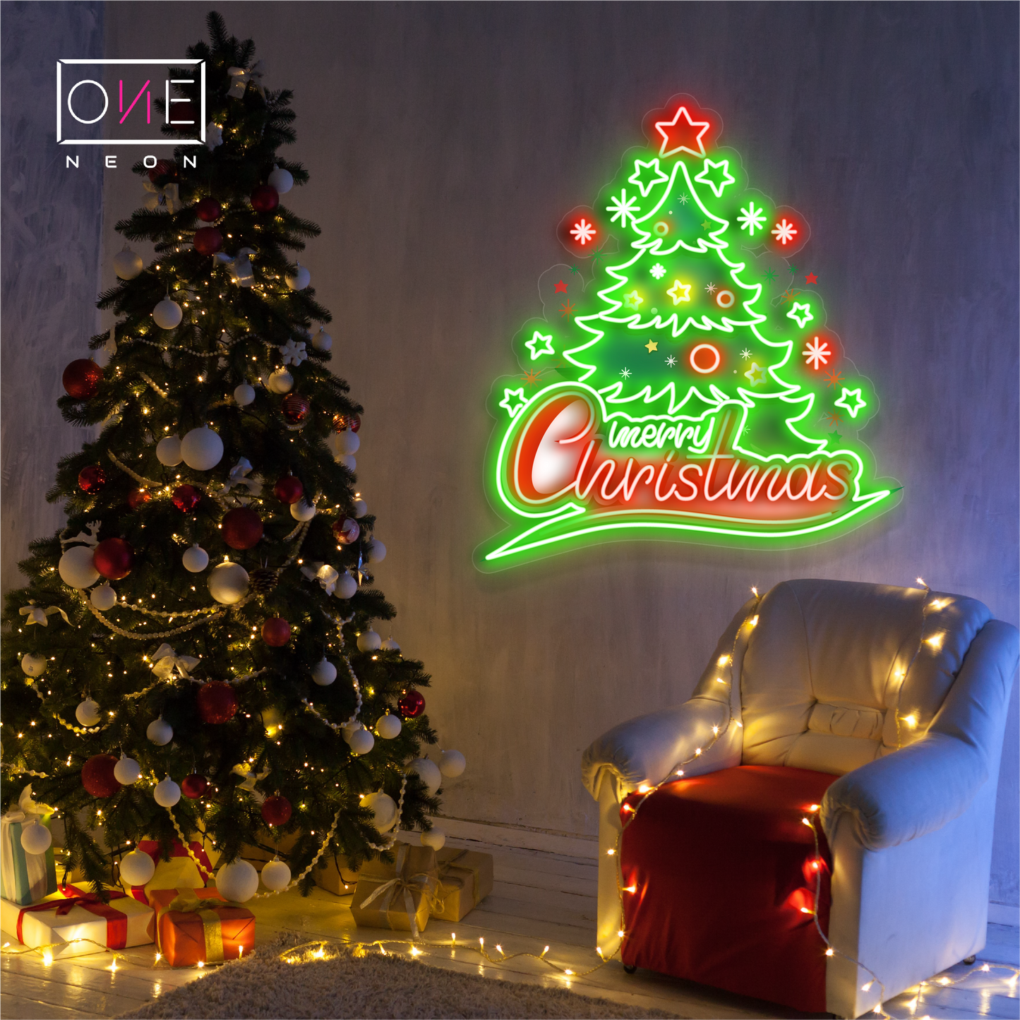 Enseigne Néon LED Motif Sapin de Noël