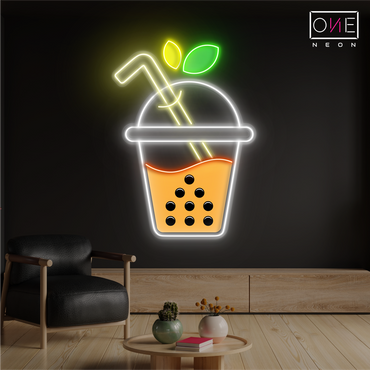 Enseigne néon LED illustrée « Sweet Boba Sip »