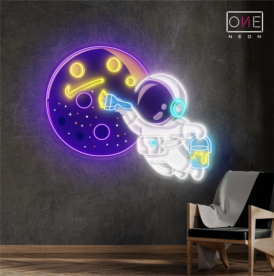 Enseigne LED néon décorative : Peintre Astronaute