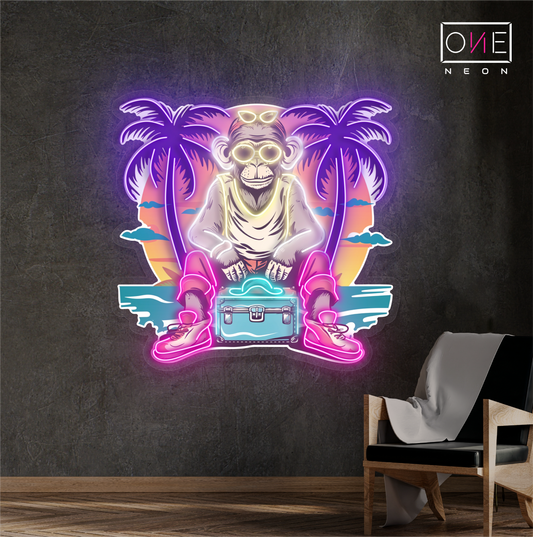 Enseigne Néon LED "Chill Monkey Vibes Artwork"