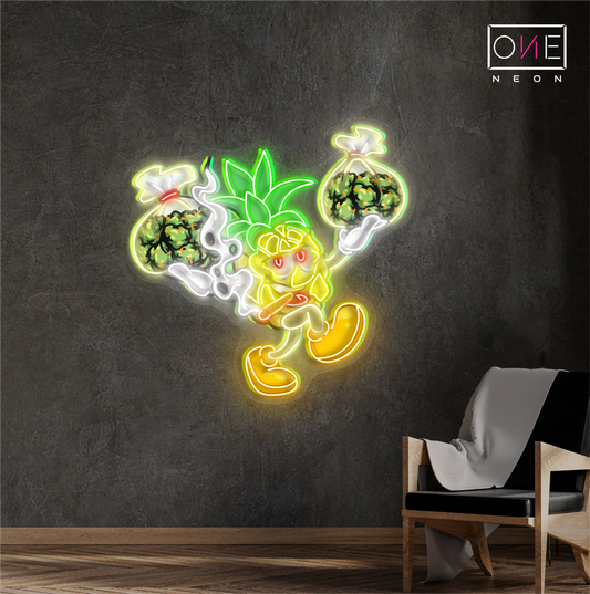 Enseigne néon LED œuvre d'art "Pineapple Hustler"