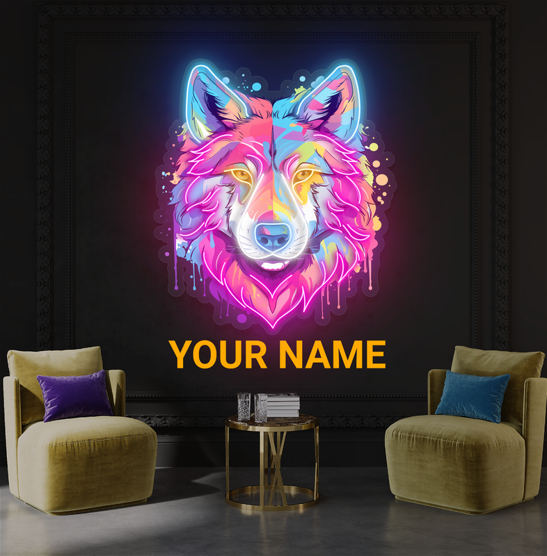 Enseigne au néon LED Loup Vif