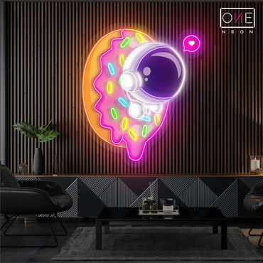 Enseigne néon LED Donut Astronaute