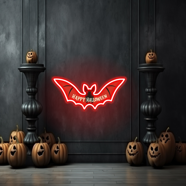 Enseigne Néon LED Chauve-souris Joyeux Halloween