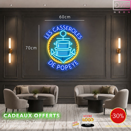 Les Casseroles de Popeye | Enseigne LED Néon
