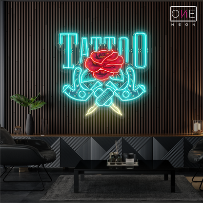 Enseigne néon LED œuvre d'art Tatoueur