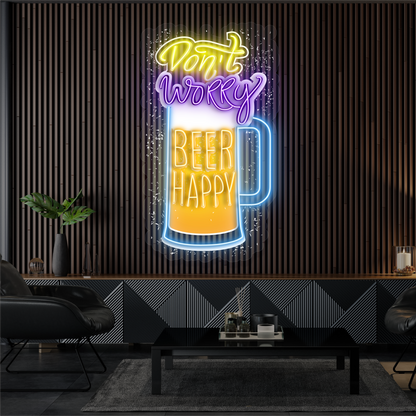 Enseigne néon LED décorative "Don't Worry Beer Happy"