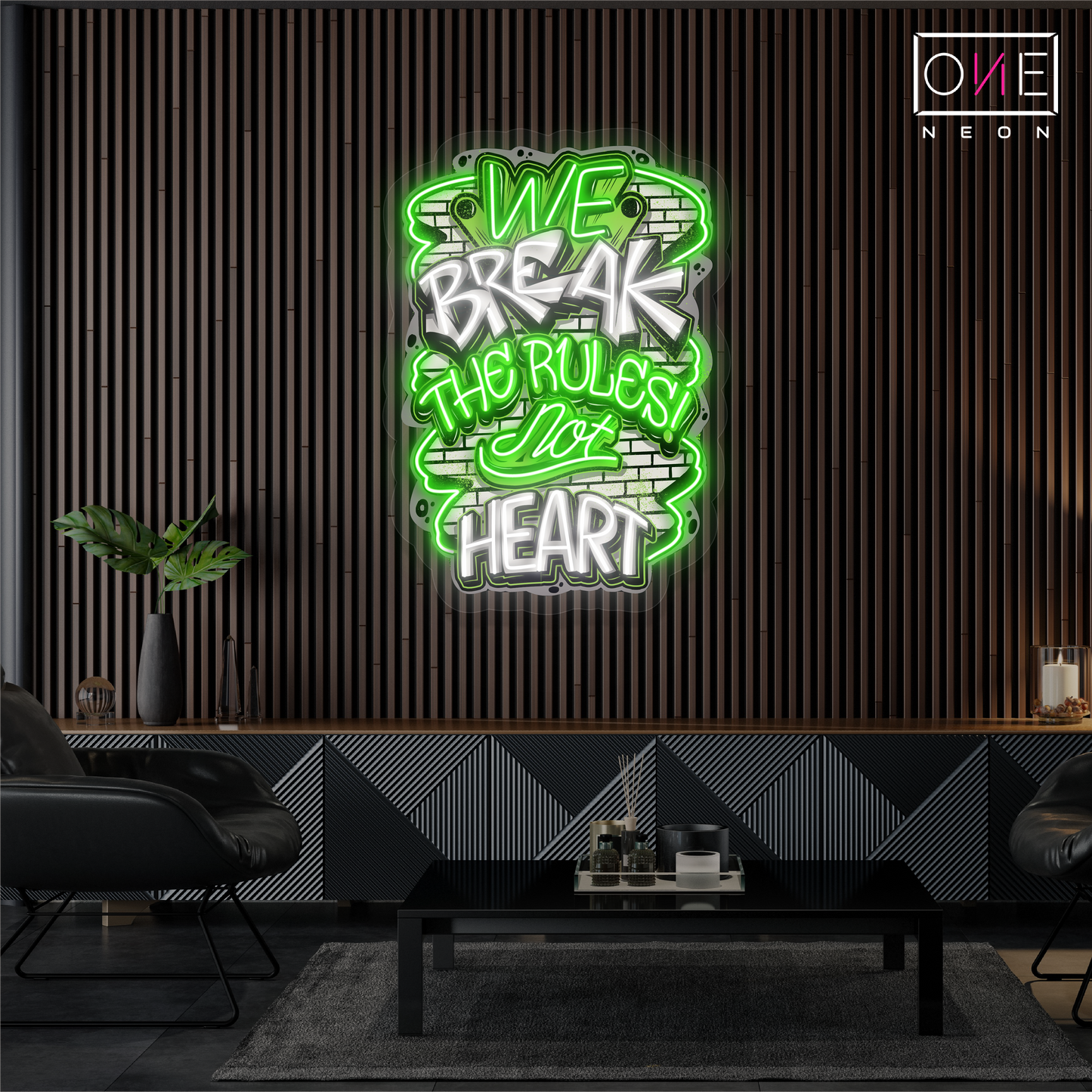 Néon LED "On brise les codes, pas les cœurs"