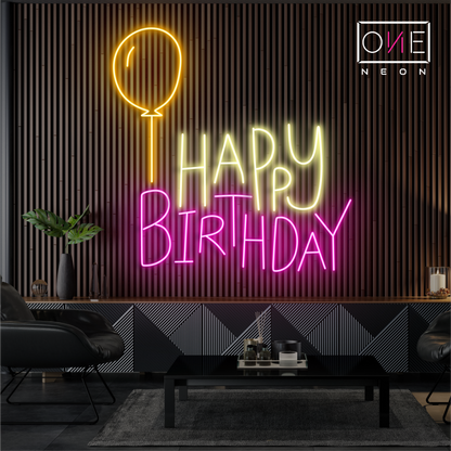 Enseigne néon LED Joyeux Anniversaire Ballon