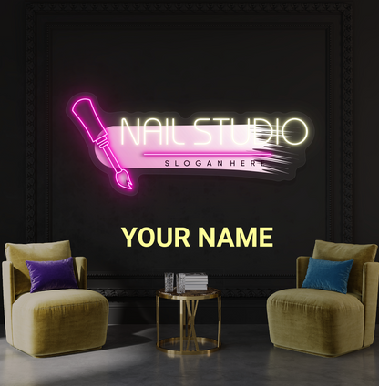 Enseigne Néon LED "Glam Nails Studio Artwork"