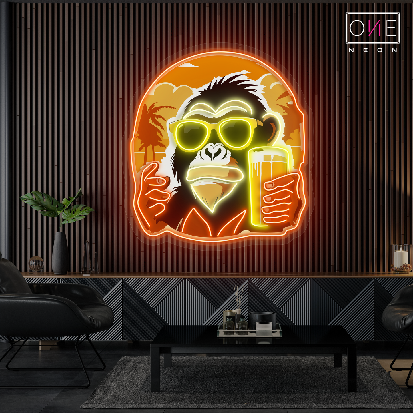 Enseigne Néon LED Artwork Singe Cool