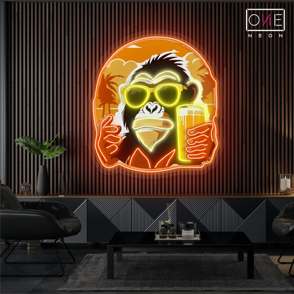 Enseigne Néon LED Artwork Singe Cool