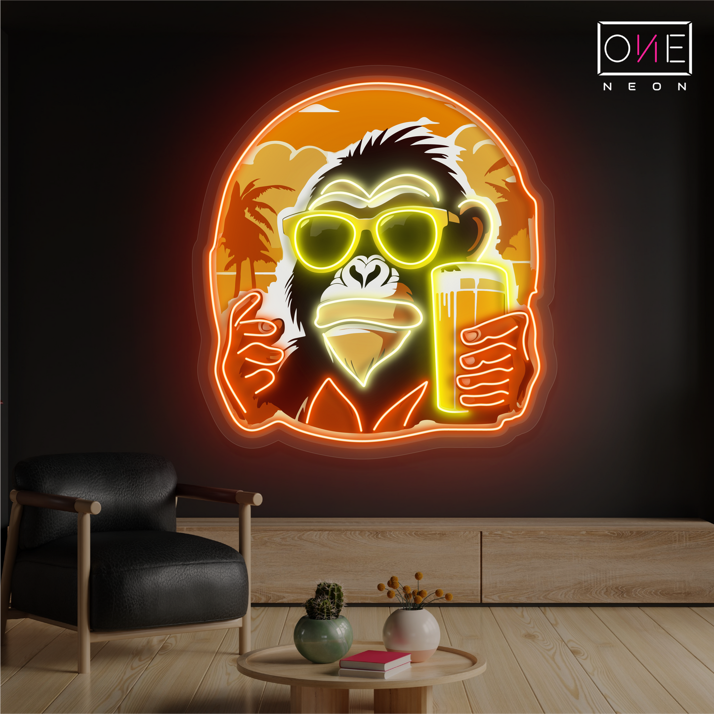 Enseigne Néon LED Artwork Singe Cool