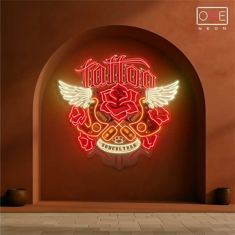 Enseigne Néon LED "Ailes de Tatouage"