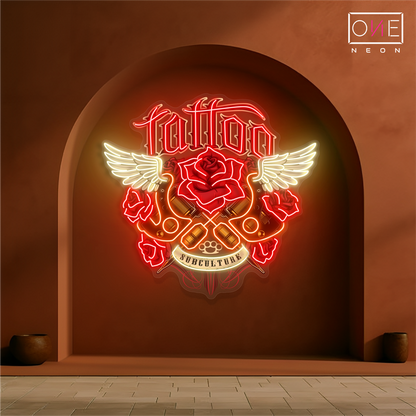 Enseigne Néon LED "Ailes de Tatouage"