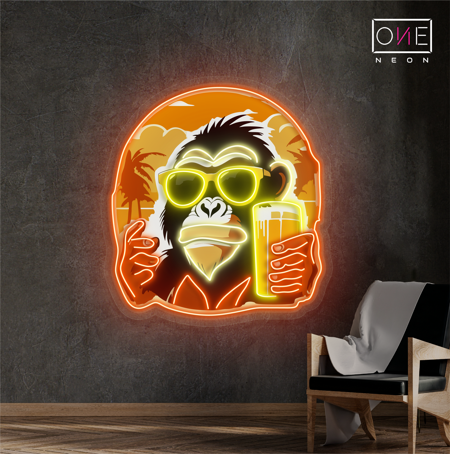 Enseigne Néon LED Artwork Singe Cool