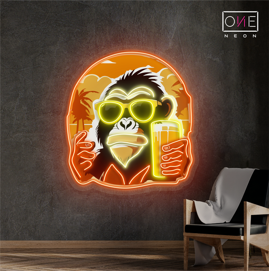 Enseigne Néon LED Artwork Singe Cool