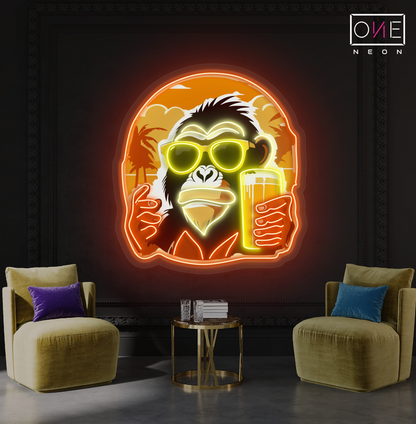 Enseigne Néon LED Artwork Singe Cool