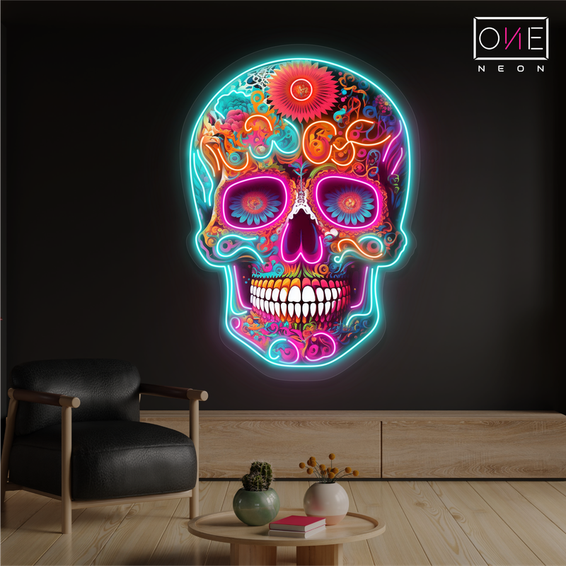 Enseigne néon LED Crâne Mexicain Ambiance Artistique