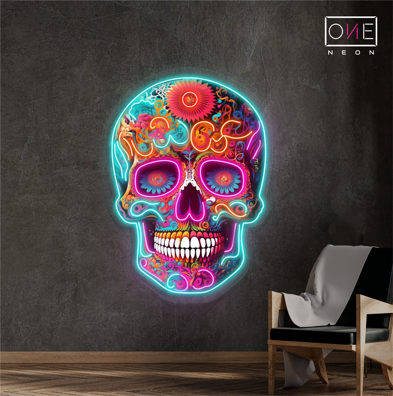 Enseigne néon LED Crâne Mexicain Ambiance Artistique