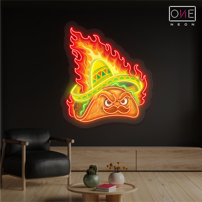 Enseigne Néon LED Murale - Tacos Épicés