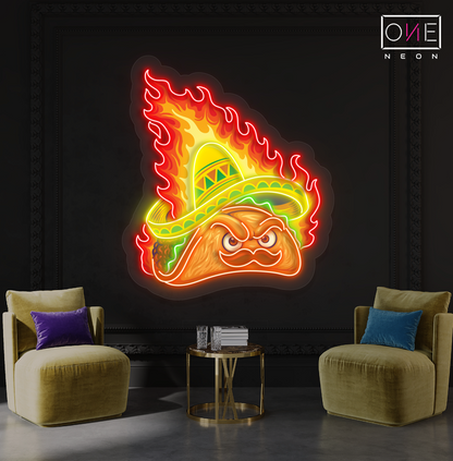 Enseigne Néon LED Murale - Tacos Épicés