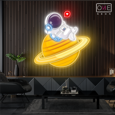 Mignonne œuvre d'art Néon LED Relax Astronaut
