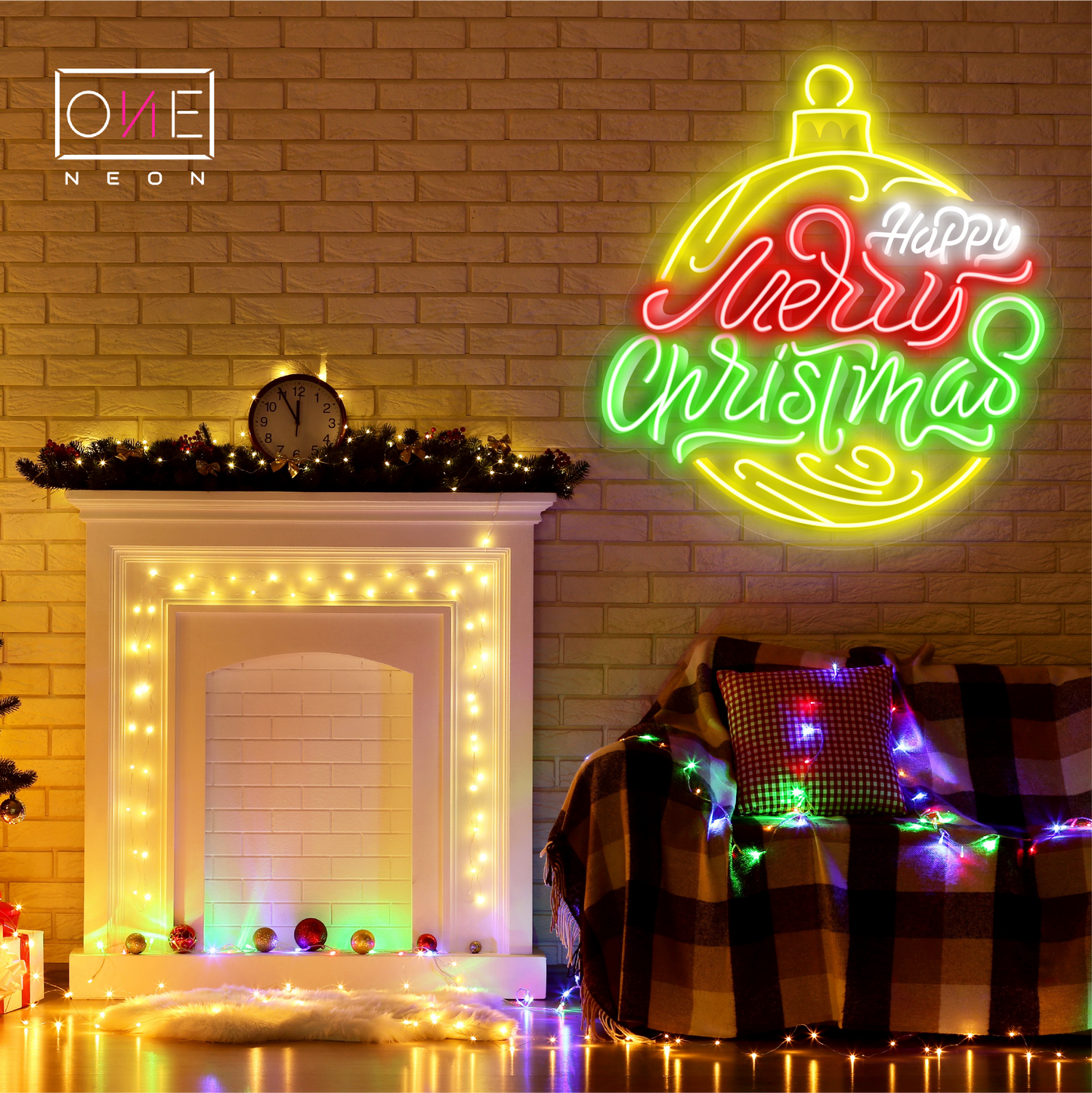 Enseigne néon LED "Joie de la Boule de Noël"