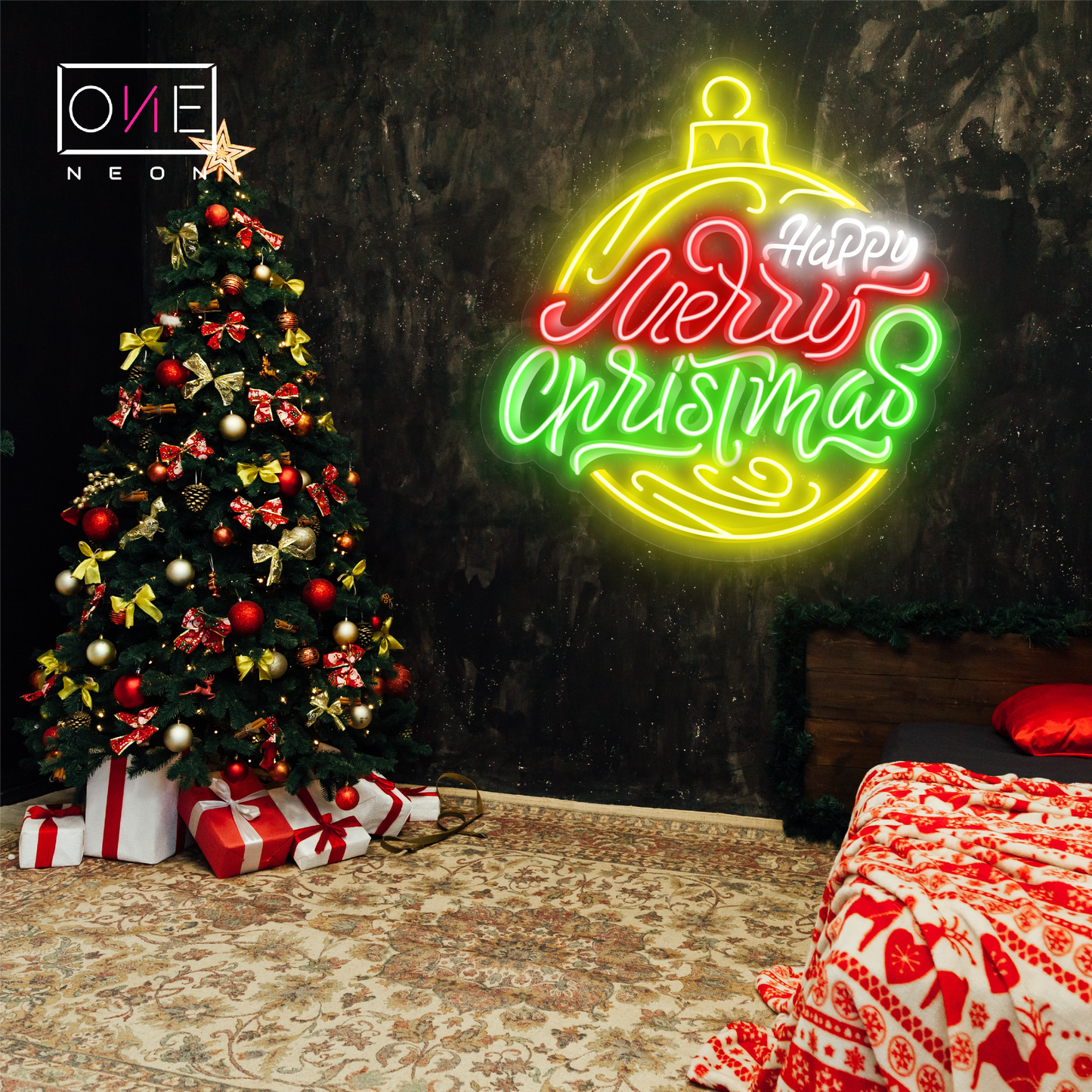 Enseigne néon LED "Joie de la Boule de Noël"
