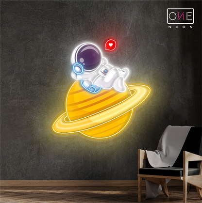 Mignonne œuvre d'art Néon LED Relax Astronaut
