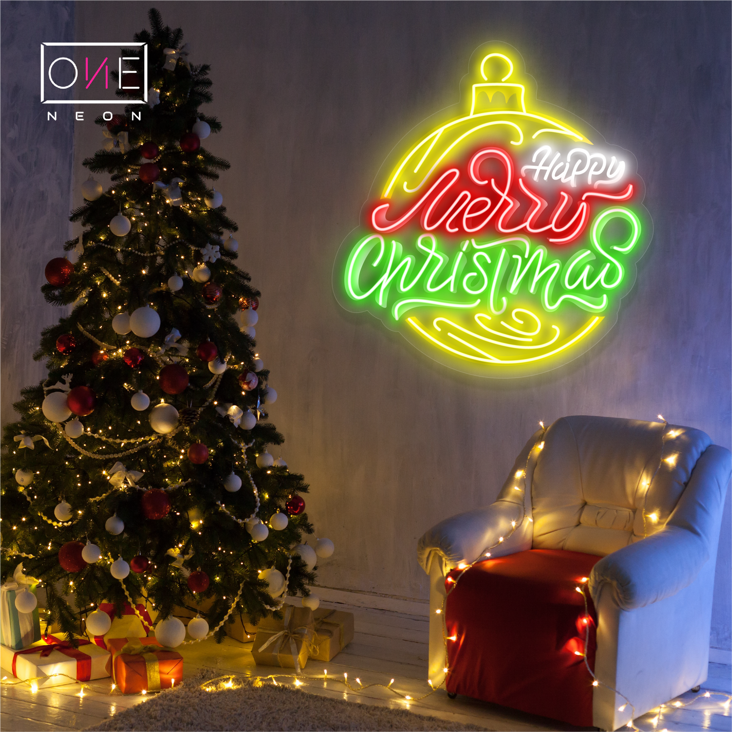 Enseigne néon LED "Joie de la Boule de Noël"