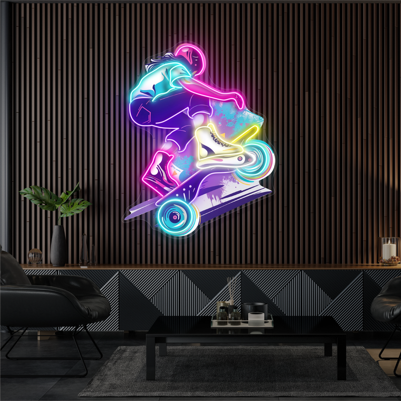 Enseigne néon LED Skater Thrill Artwork