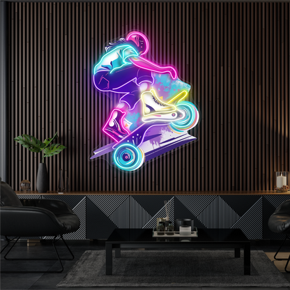 Enseigne néon LED Skater Thrill Artwork