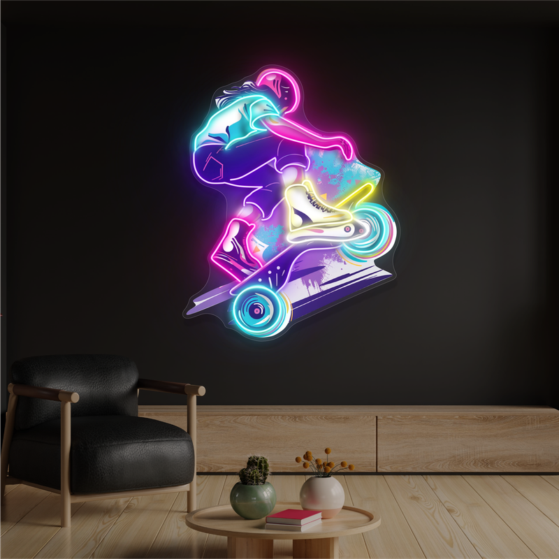 Enseigne néon LED Skater Thrill Artwork