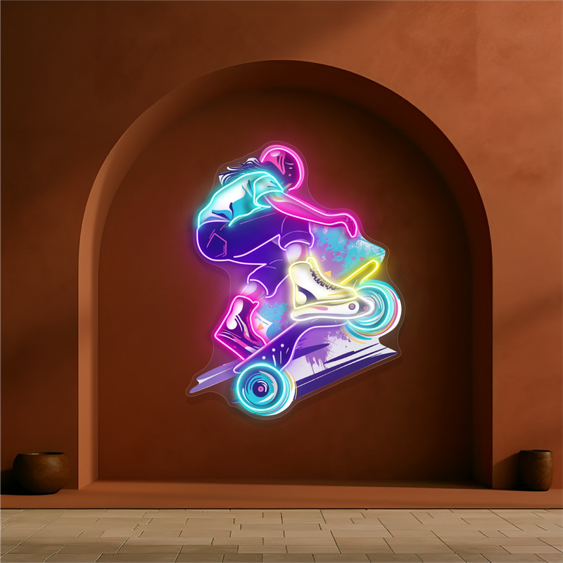Enseigne néon LED Skater Thrill Artwork