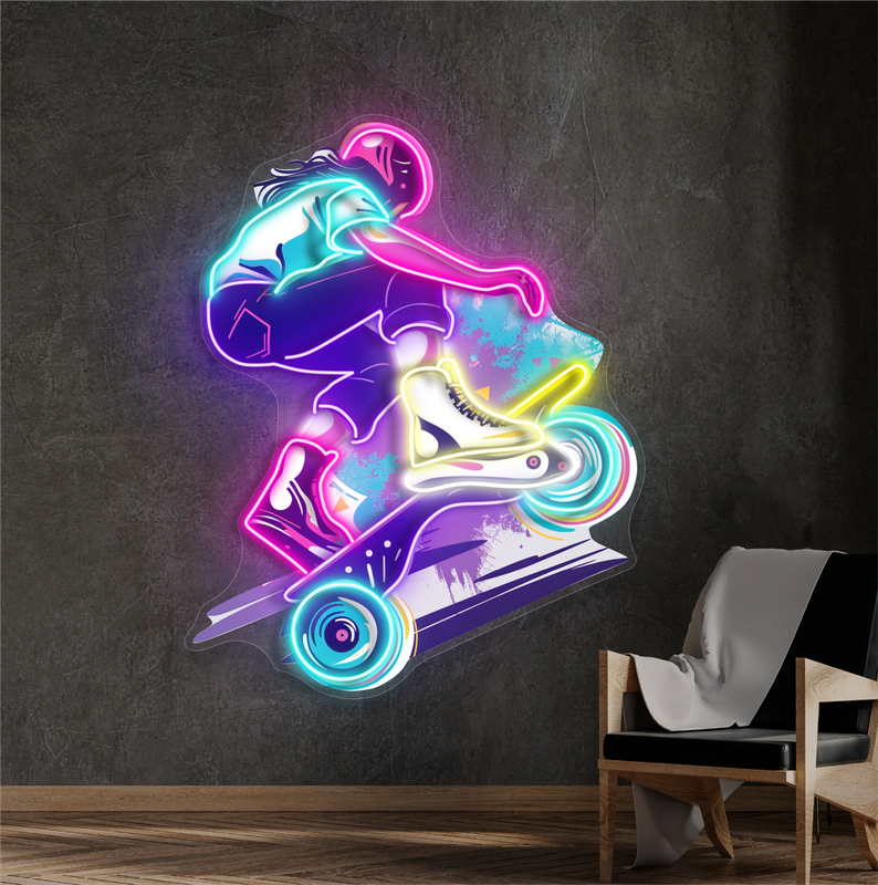 Enseigne néon LED Skater Thrill Artwork
