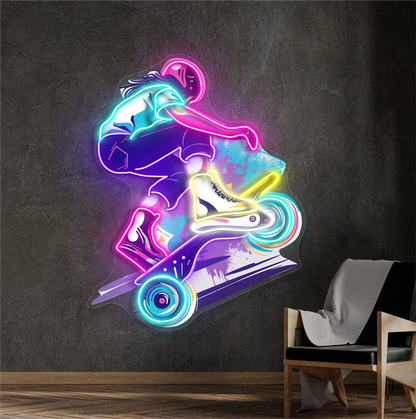 Enseigne néon LED Skater Thrill Artwork