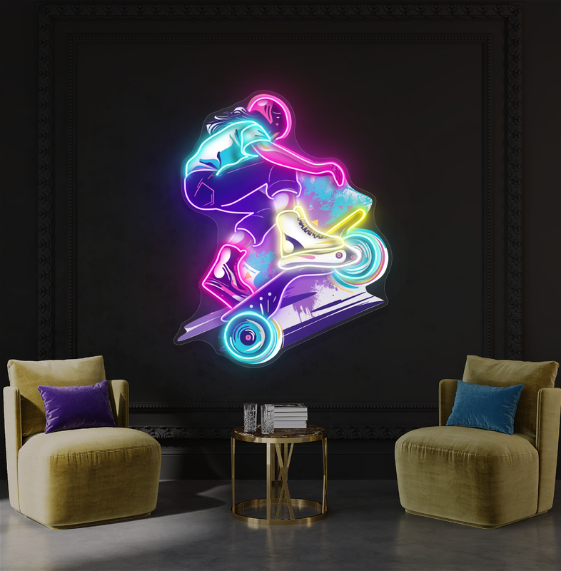 Enseigne néon LED Skater Thrill Artwork