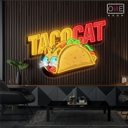 Enseigne néon LED Taco Chat