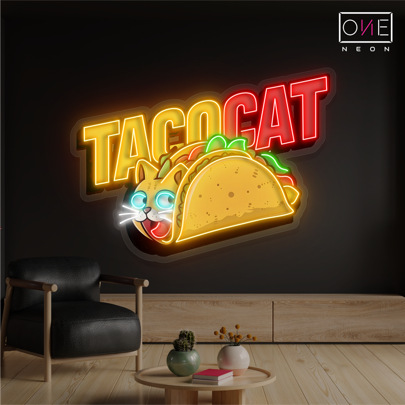 Enseigne néon LED Taco Chat