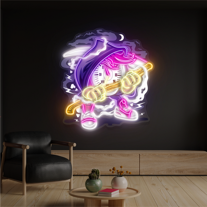 Enseigne néon LED œuvre d'art Faucheuse de temps