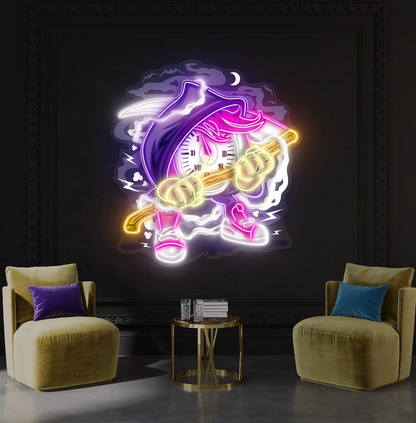 Enseigne néon LED œuvre d'art Faucheuse de temps